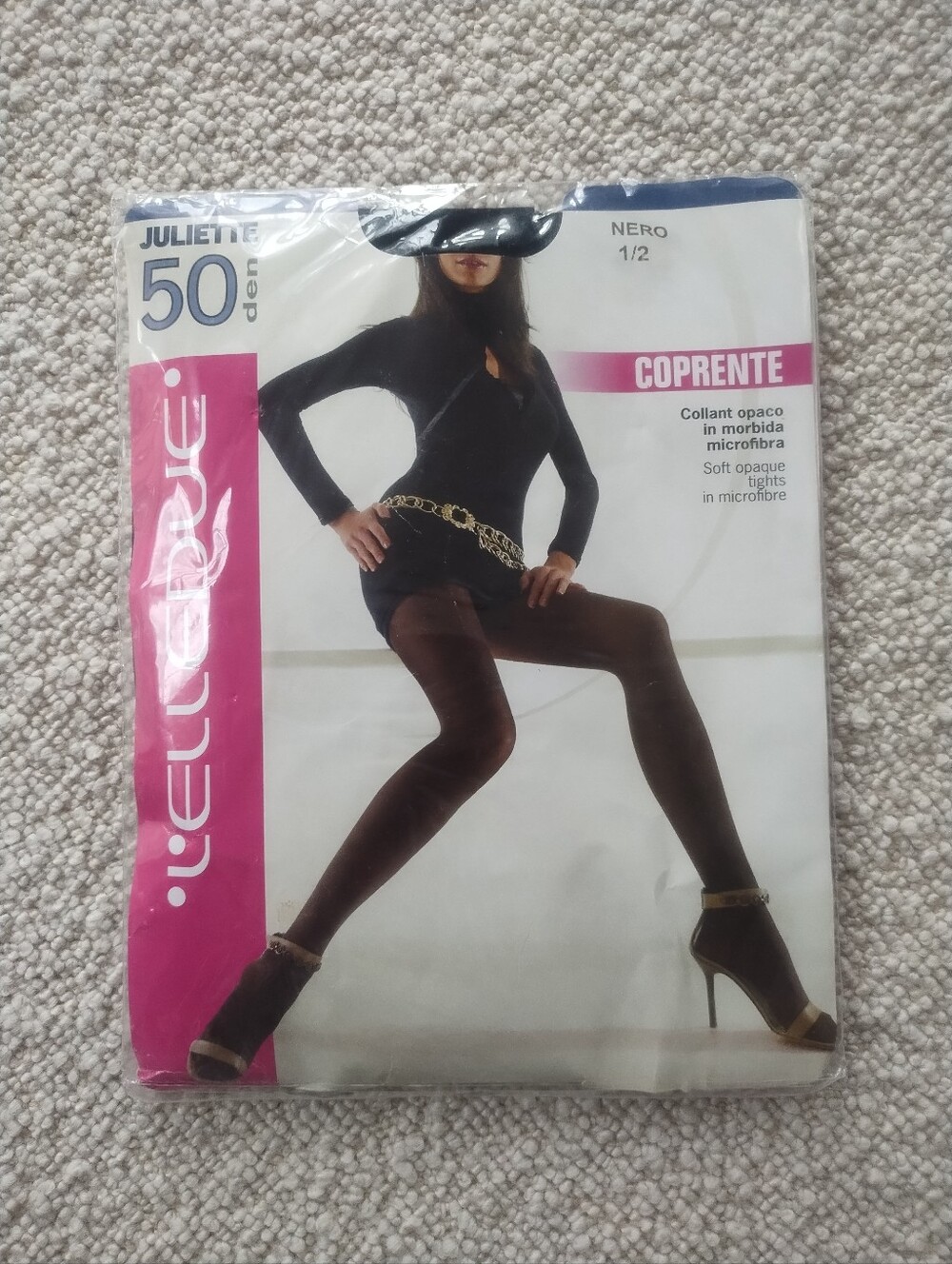 Elledue Italy Soft Opaque Black Tights Juliette 50 Den Size 1/2 (S/M)